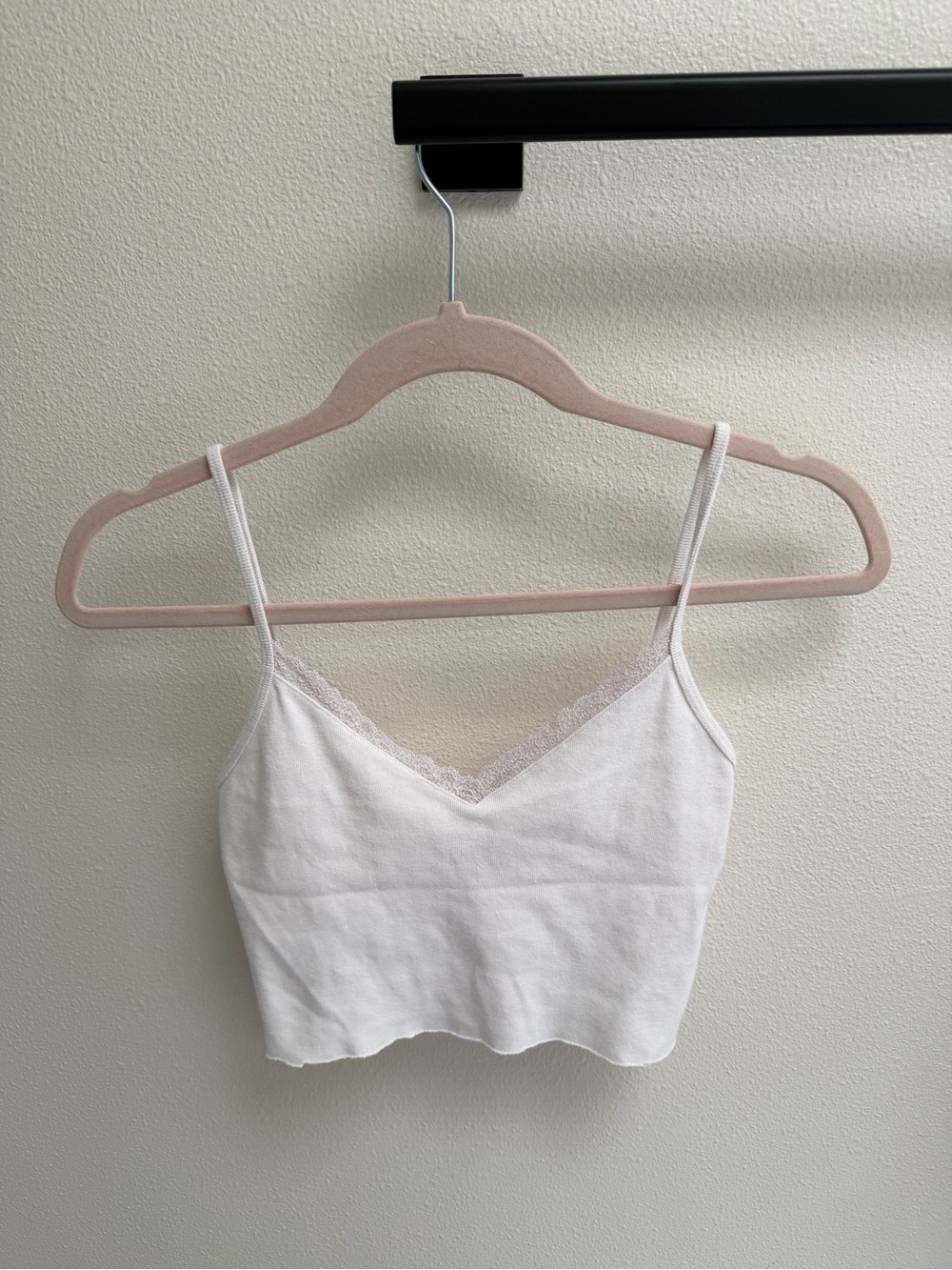 Brandy Melville White Lace-Trim Camisole Crop Top